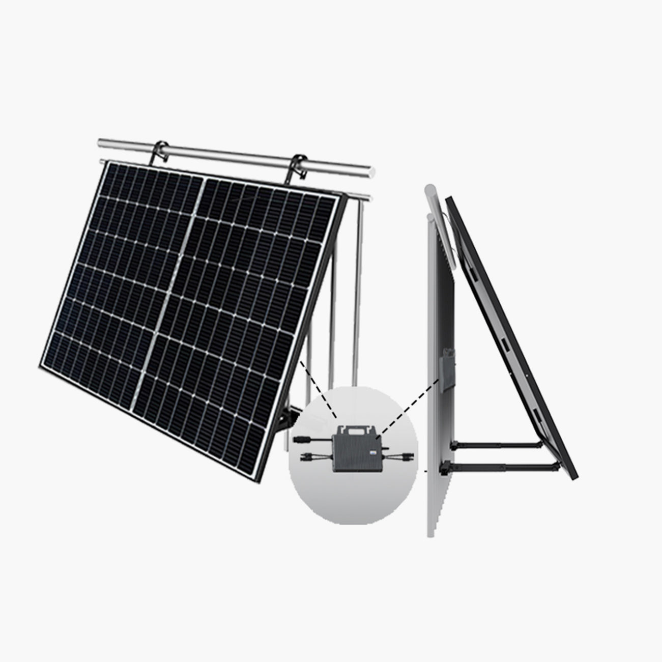 2 Painéis Solares de Varanda (2x425W) com Inversor 800W e Suportes de Fixação